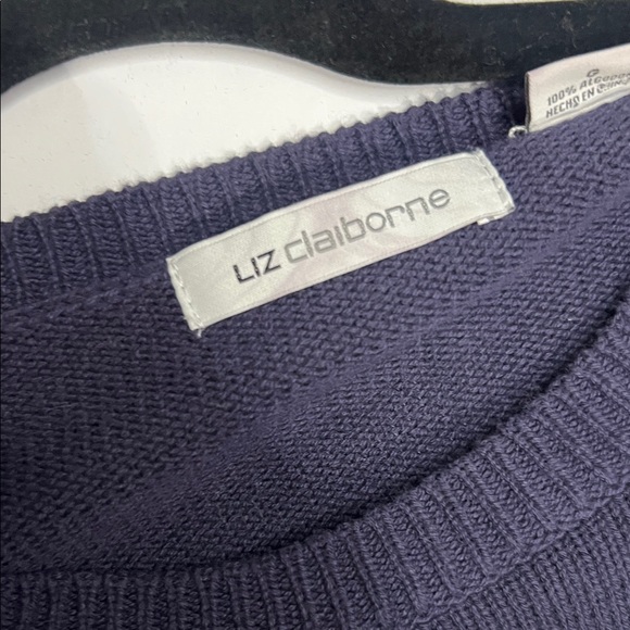 Liz Claiborne Navy and White Striped Crewneck Sweater - Picture 2 of 8